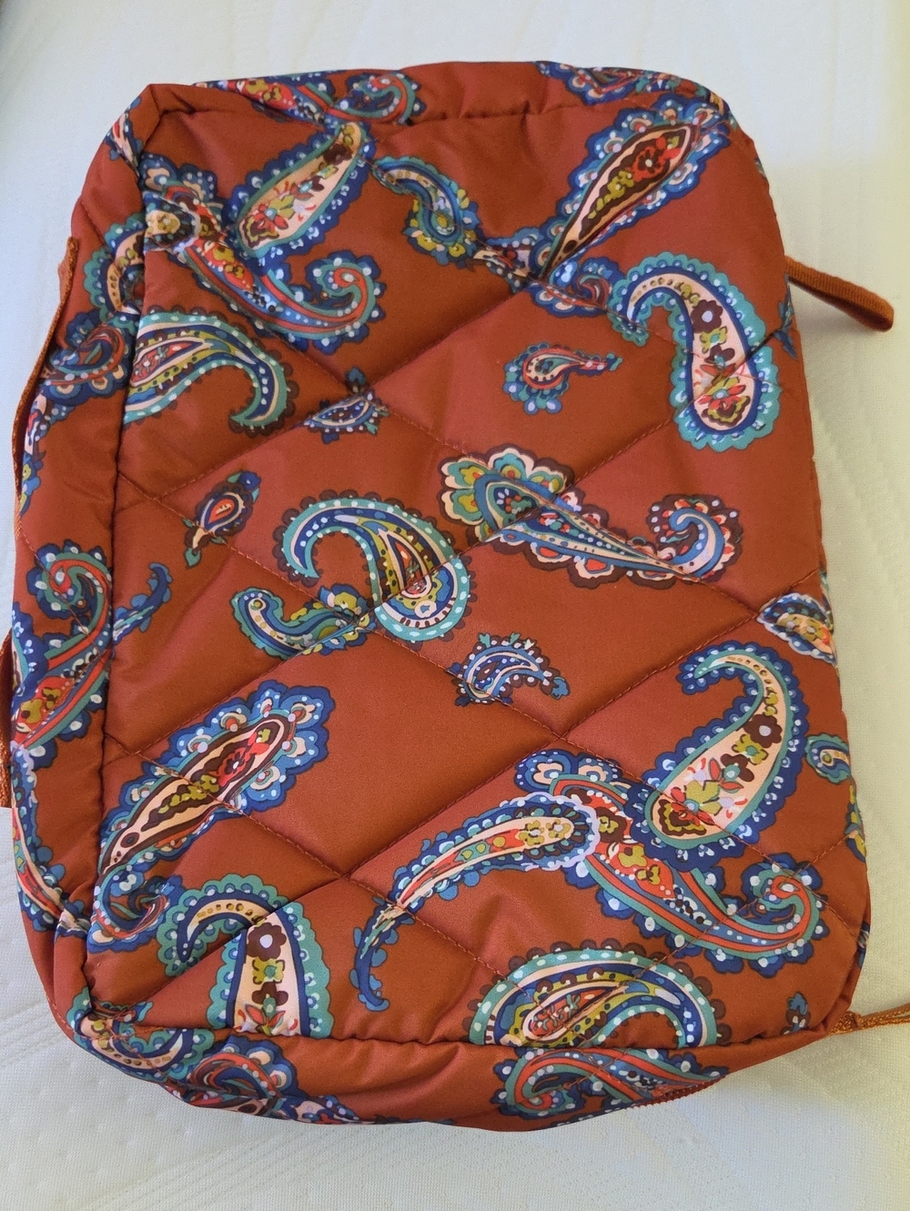 Vera Bradley Nylon Copper Pasiley Cosmetic Travel Bag With Double Zipper Closure